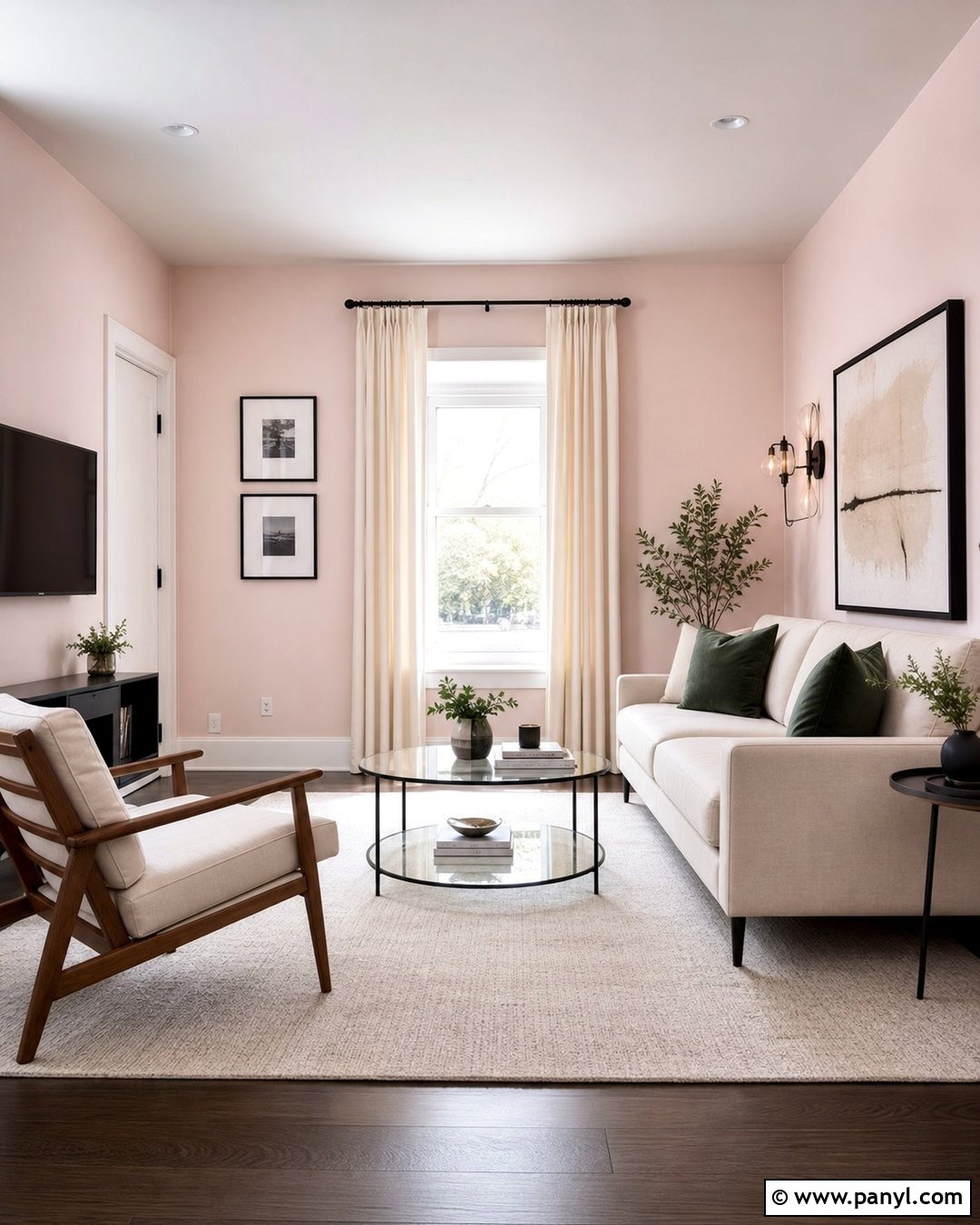 Blush Pink Walls In A Small Living Room - 20 Blush Pink Wall Color Ideas