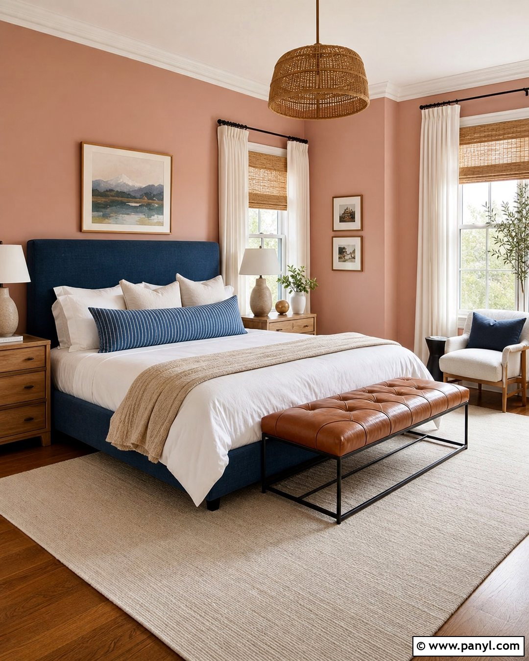 Blush Pink Walls With Denim Blue - 30 pink wall color combination ideas