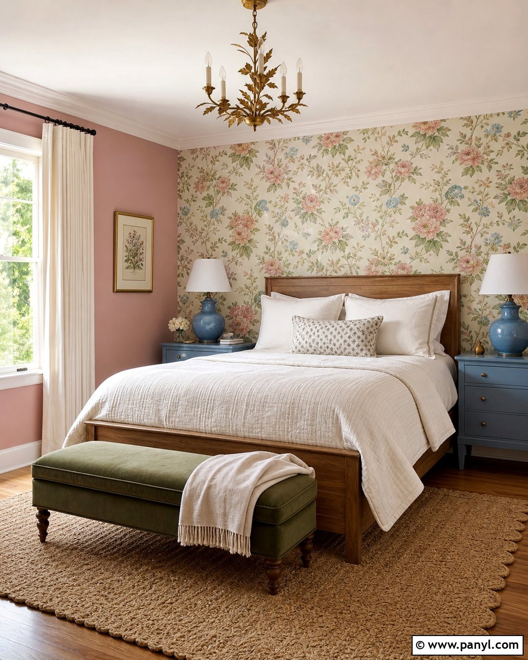 Blush Pink Walls With Floral Wallpaper - 20 Blush Pink Wall Color Ideas