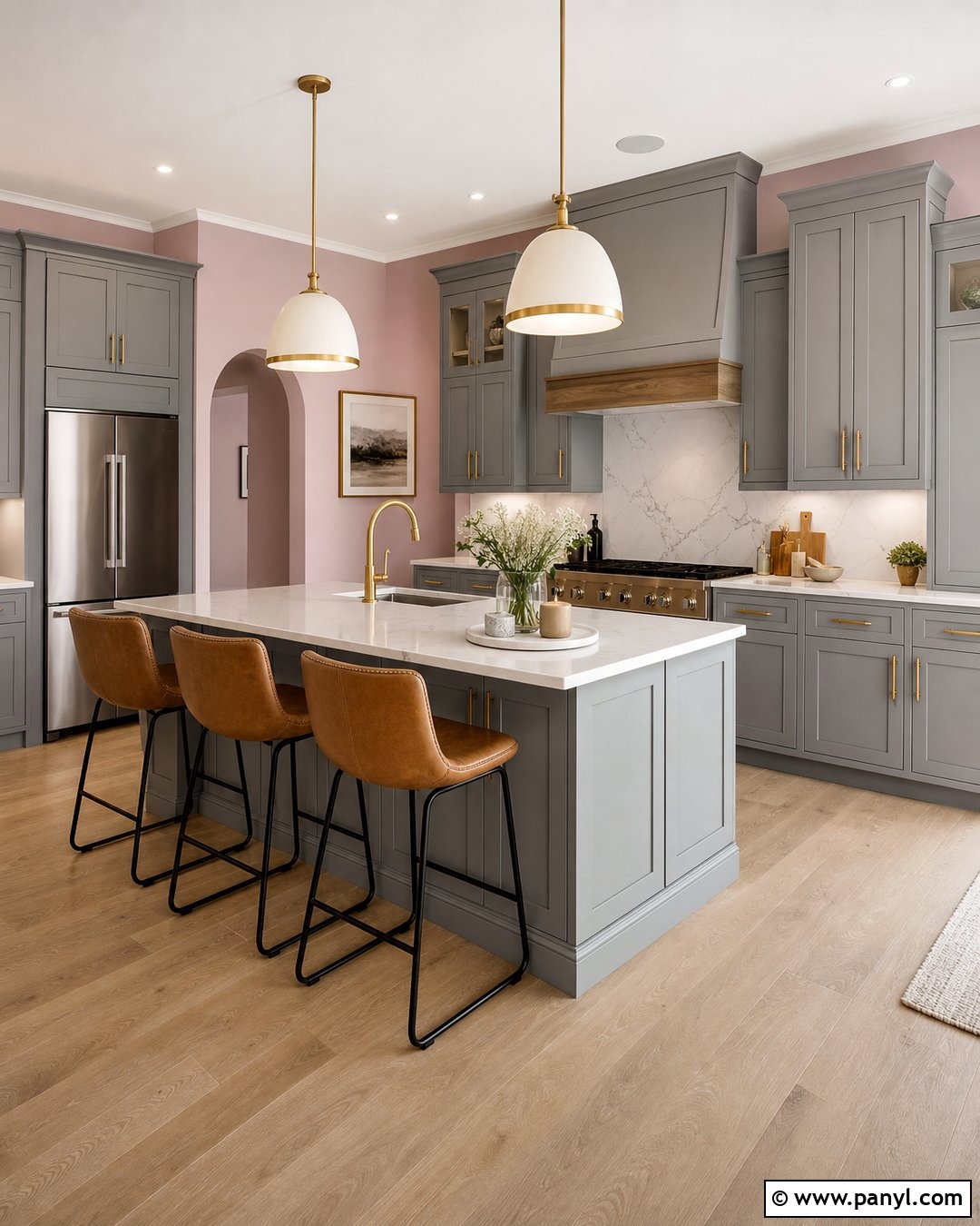 Blush Pink Walls With Gray Kitchen Cabinets - 30 Gray Kitchen Cabinets Wall Color Ideas