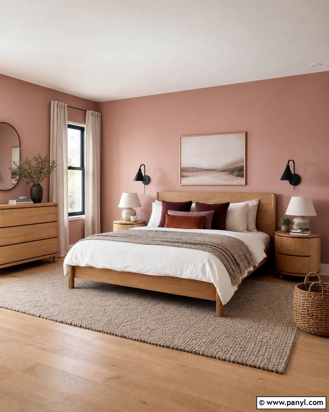 Blush Pink Walls With Light Wood Furniture - 25 Wall Colour With Wooden Furniture Ideas