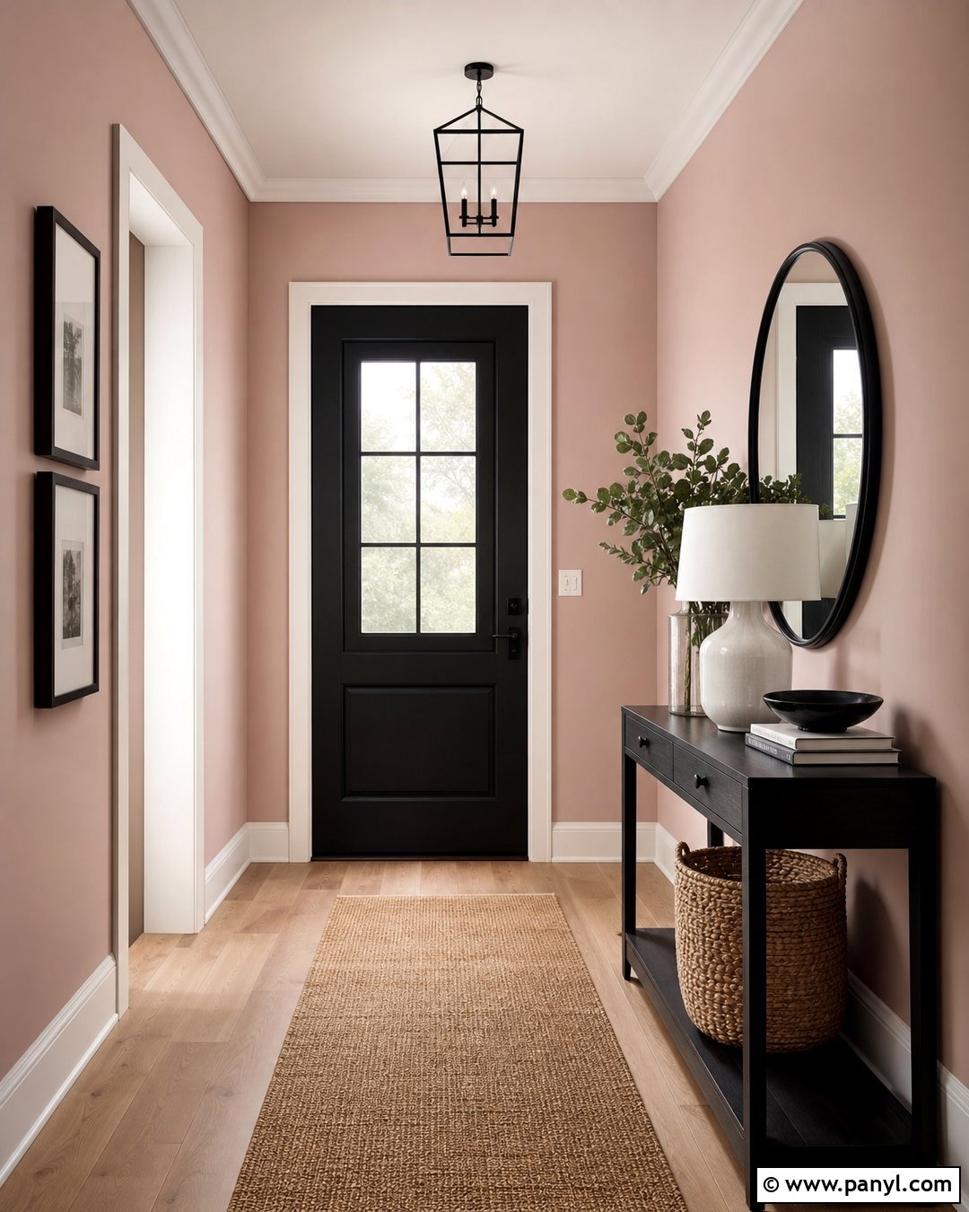 Blush Pink Walls With Matte Black - 30 pink wall color combination ideas