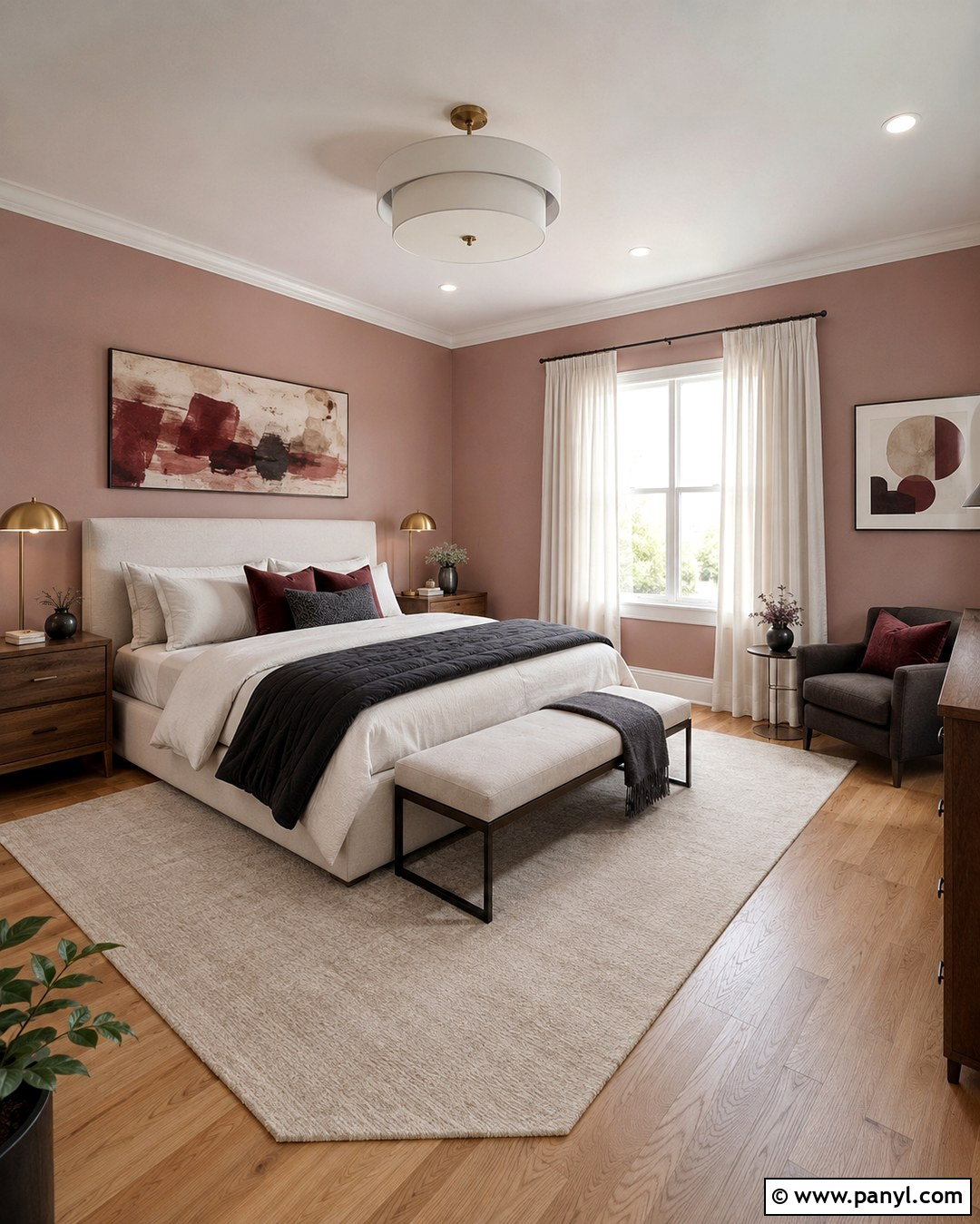 Blush Pink Walls With Natural Maple Floors - 20 Wood Floor Wall Paint Color Ideas