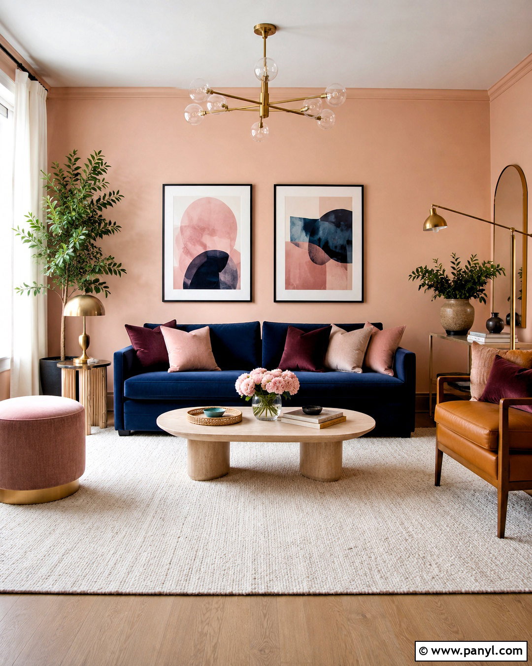 Blush Pink Walls With Navy Blue Sofa - 20 Wall Color For Navy Blue Sofa Ideas