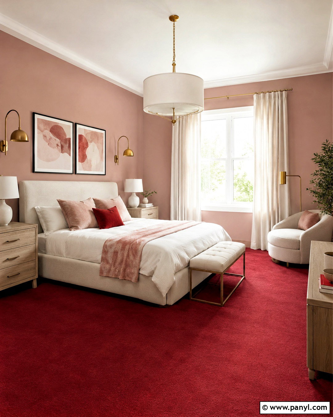 Blush Pink Walls With Red Carpet - 20 What Color Walls Go With Red Carpet Ideas