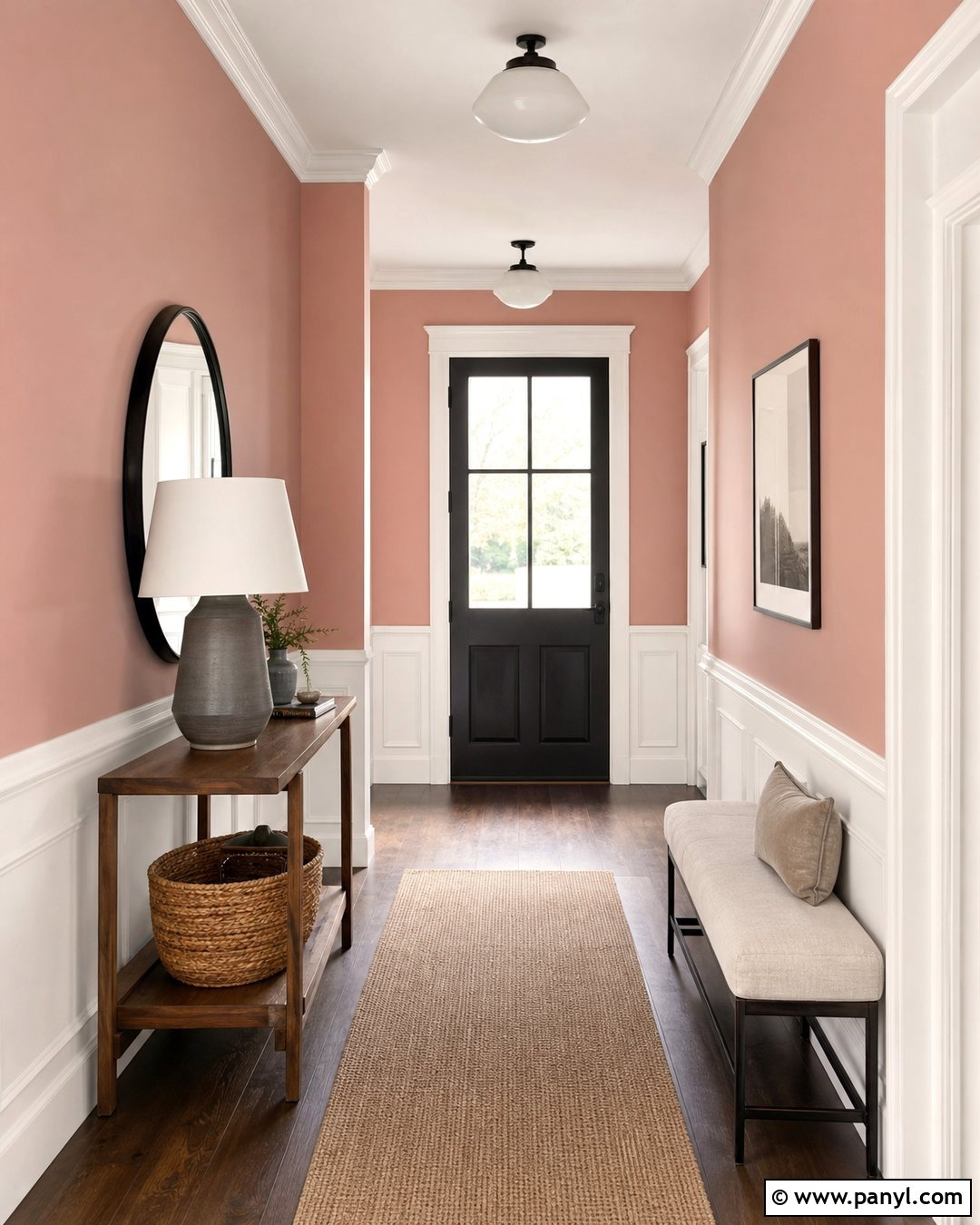 Blush Pink Walls With White Paneling - 20 Blush Pink Wall Color Ideas