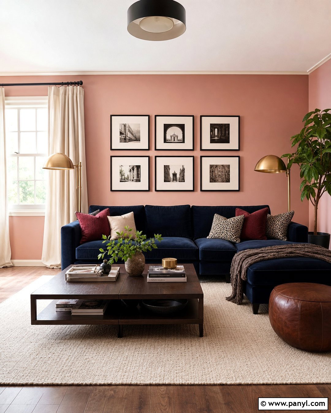 Blush Pink Walls With a Blue Couch - 20 Blue Couch Wall Color Ideas