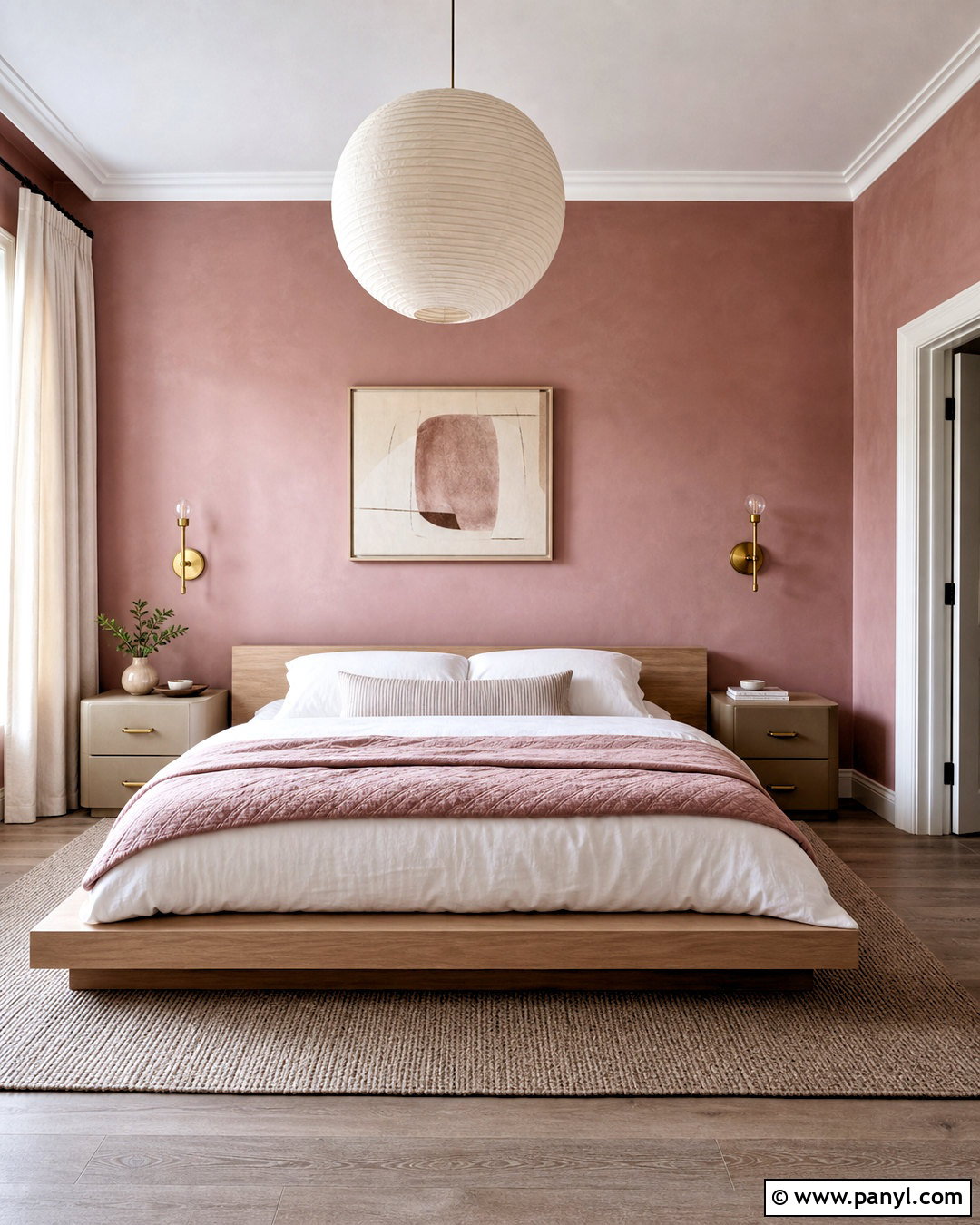 Blush Pink Washed Bedroom - 20 washed wall paint effect ideas