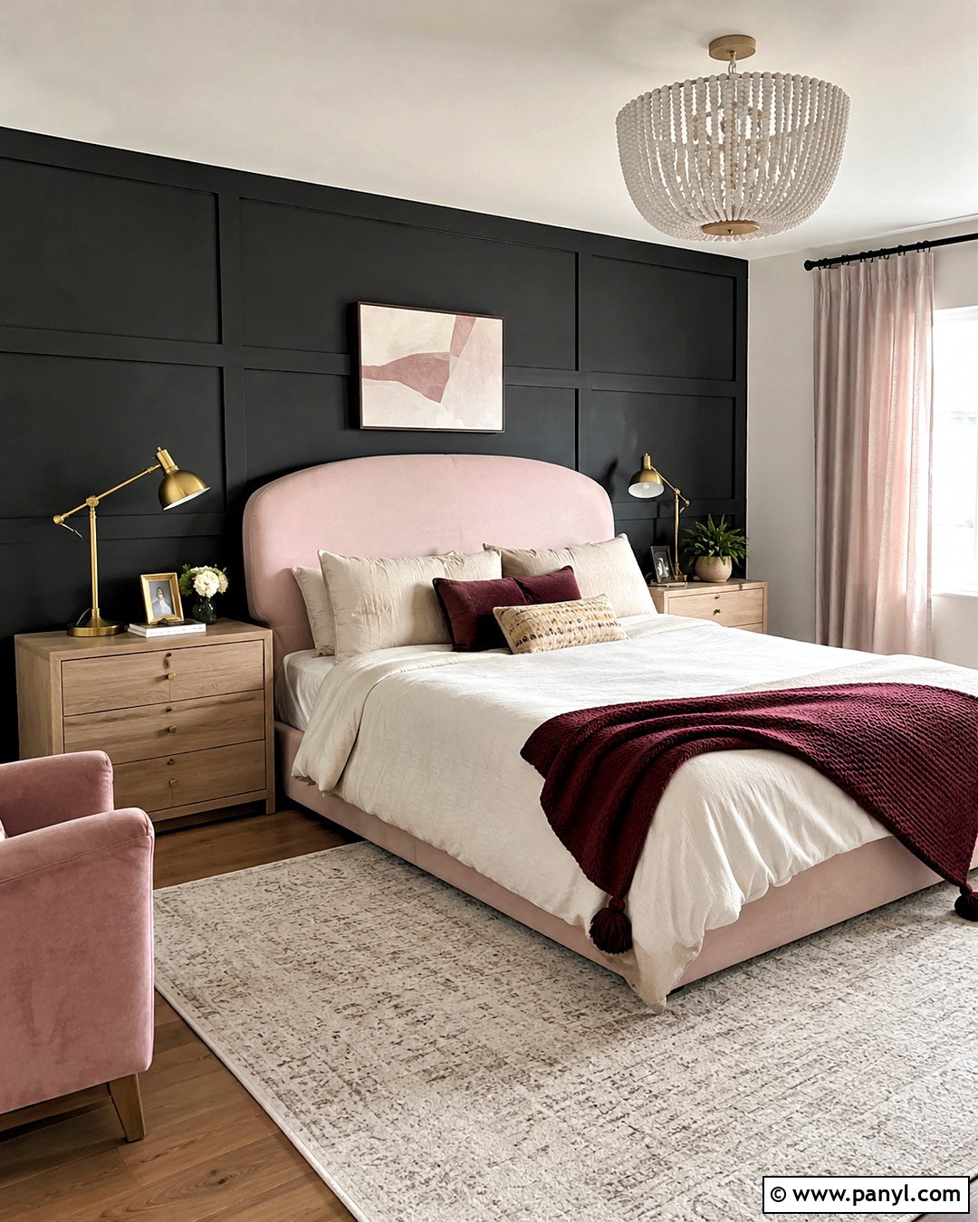 Blush Pink With A Black Accent Wall - 20 What Colors Go With A Black Accent Wall Ideas