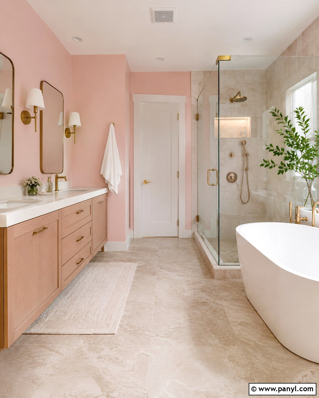 Blush Pink With Beige Tile - 20 Colors That Go With Beige Tile Ideas