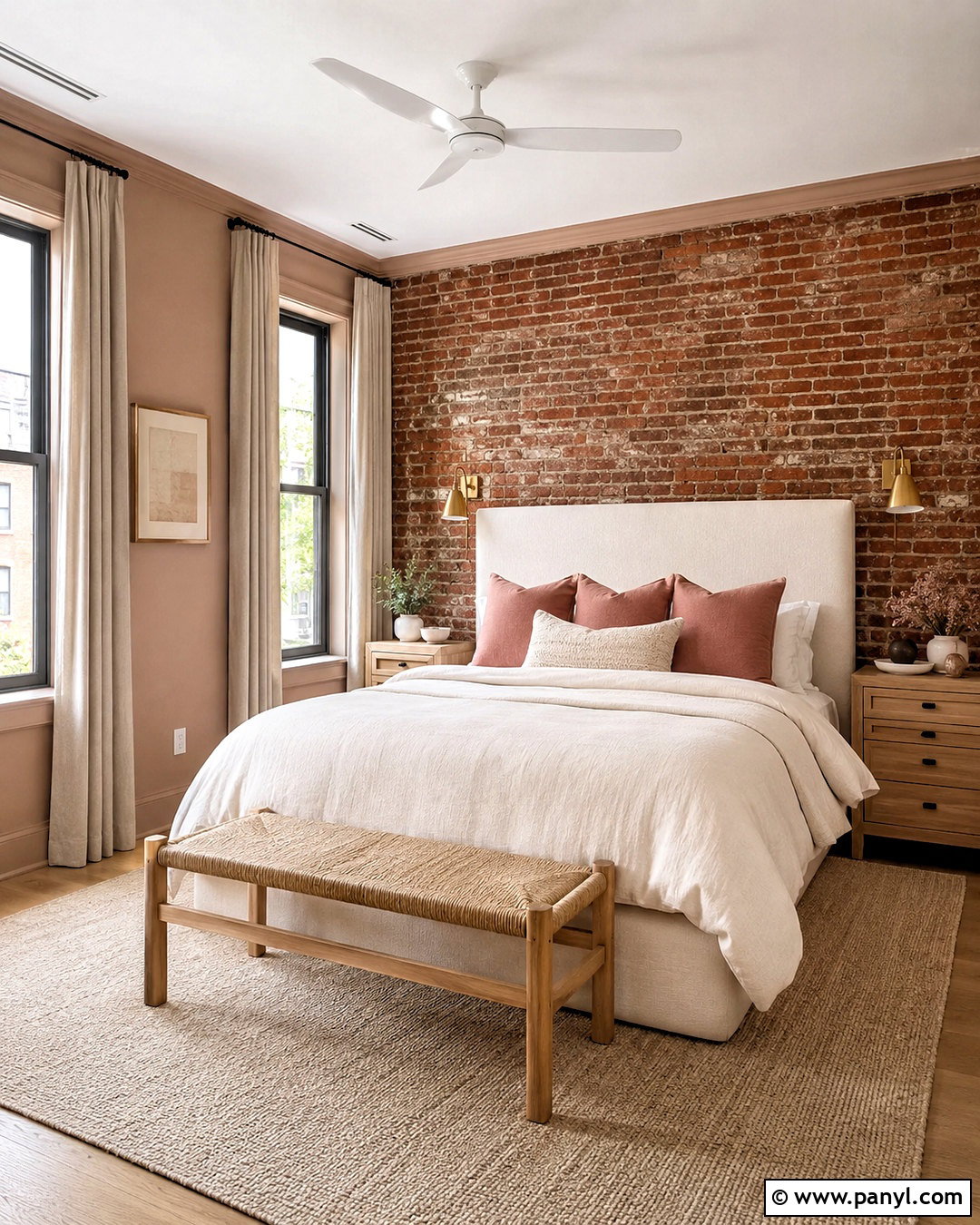 Blush Pink With Red Brick - 20 colors that go with brick interior ideas