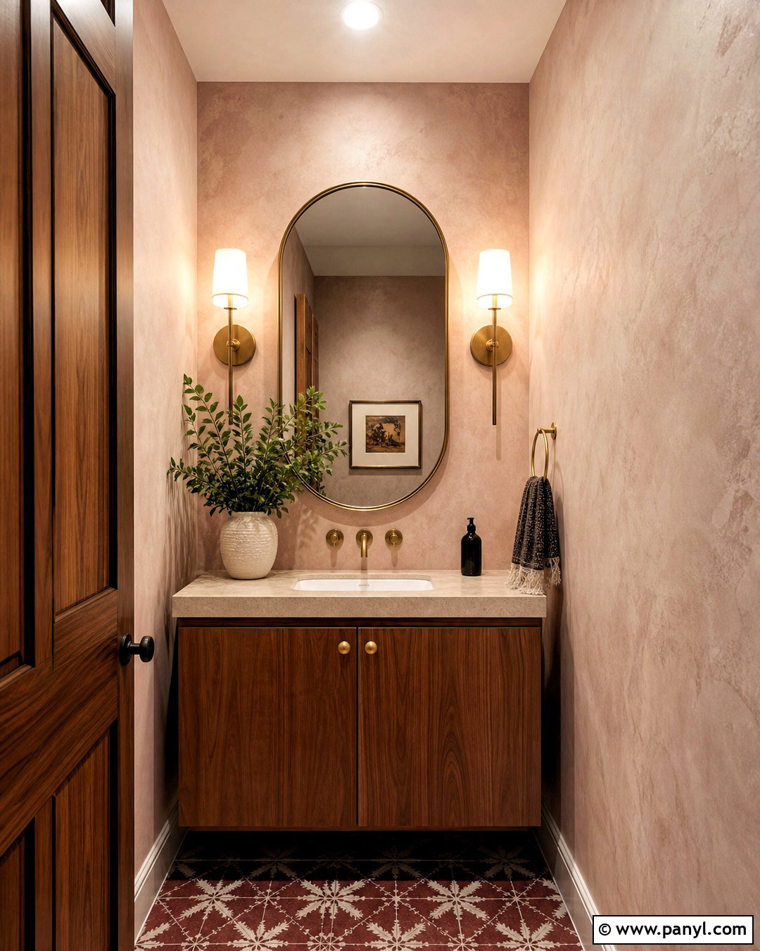 Blush Roman Clay Powder Room - 20 roman clay walls