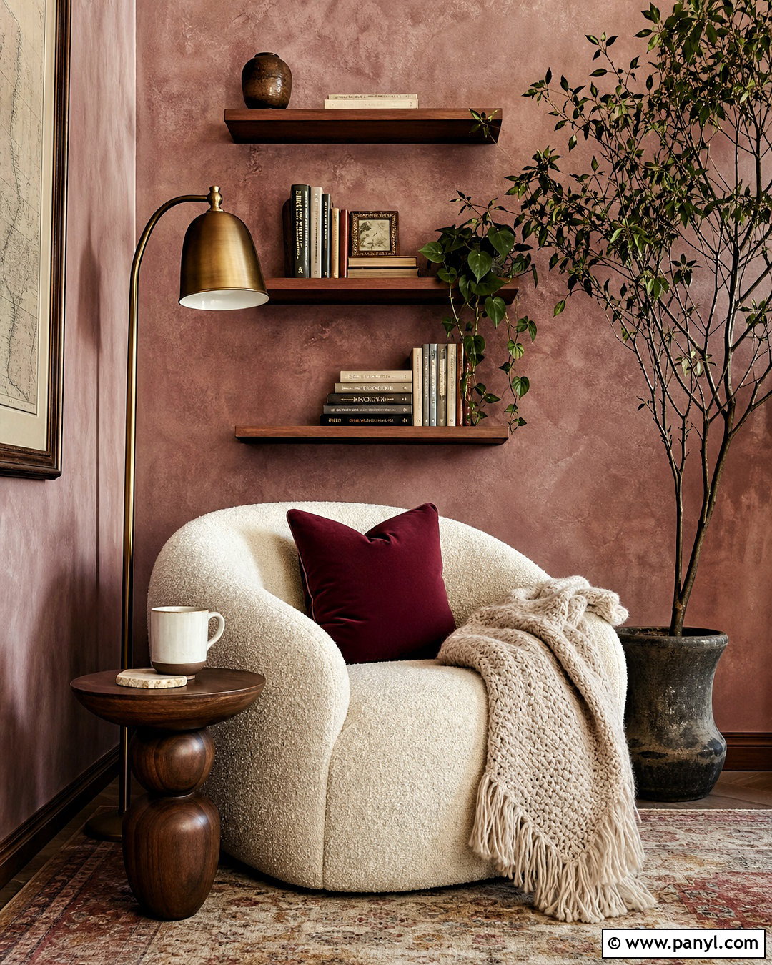 Blush Stone Wash Reading Nook - 20 stone wash wall ideas