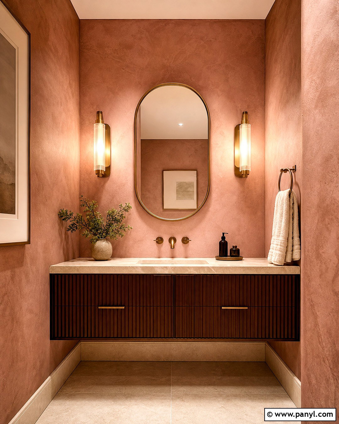 Blush Venetian Plaster Powder Room - 20 venetian plaster walls
