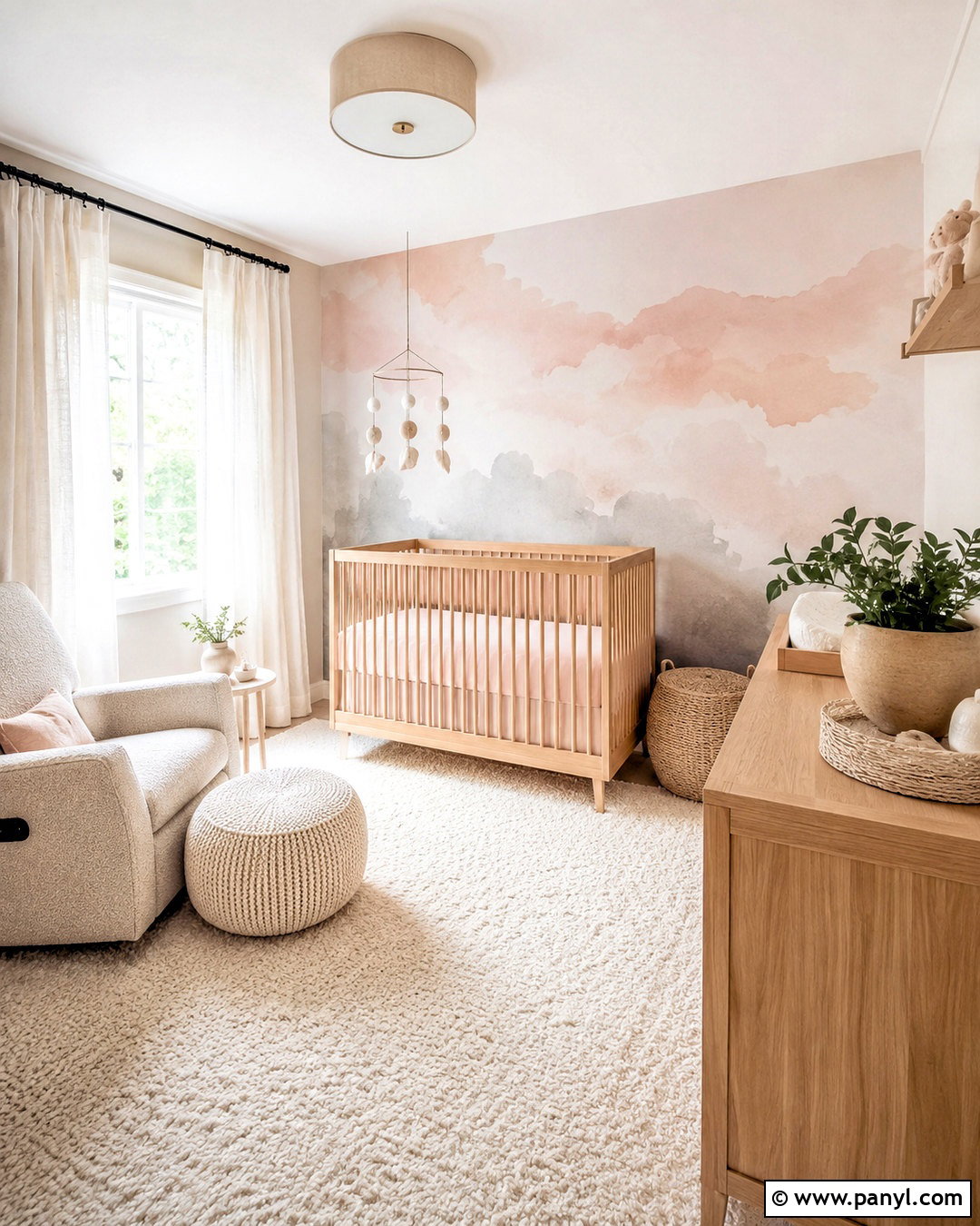 Blush Watercolor Wallpaper Nursery - 20 light colored wallpaper ideas