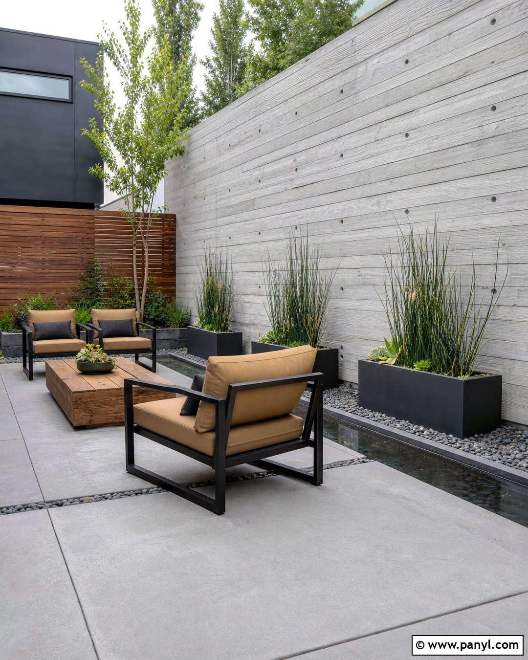 Board Formed Concrete Outdoor Accent Wall - 35 Outdoor Accent Wall Ideas