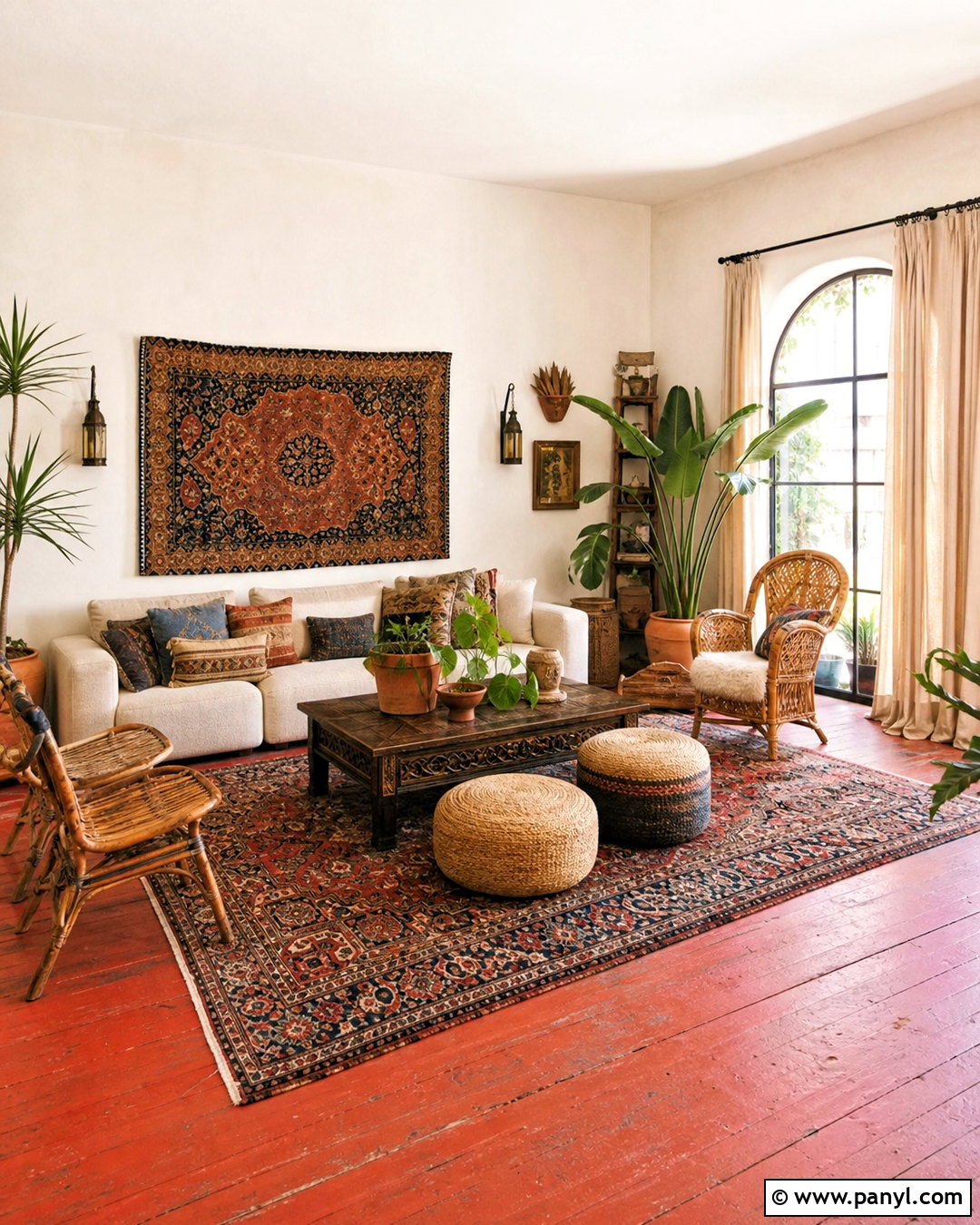 Bohemian Red Floor Living Room - 20 red floor living room ideas