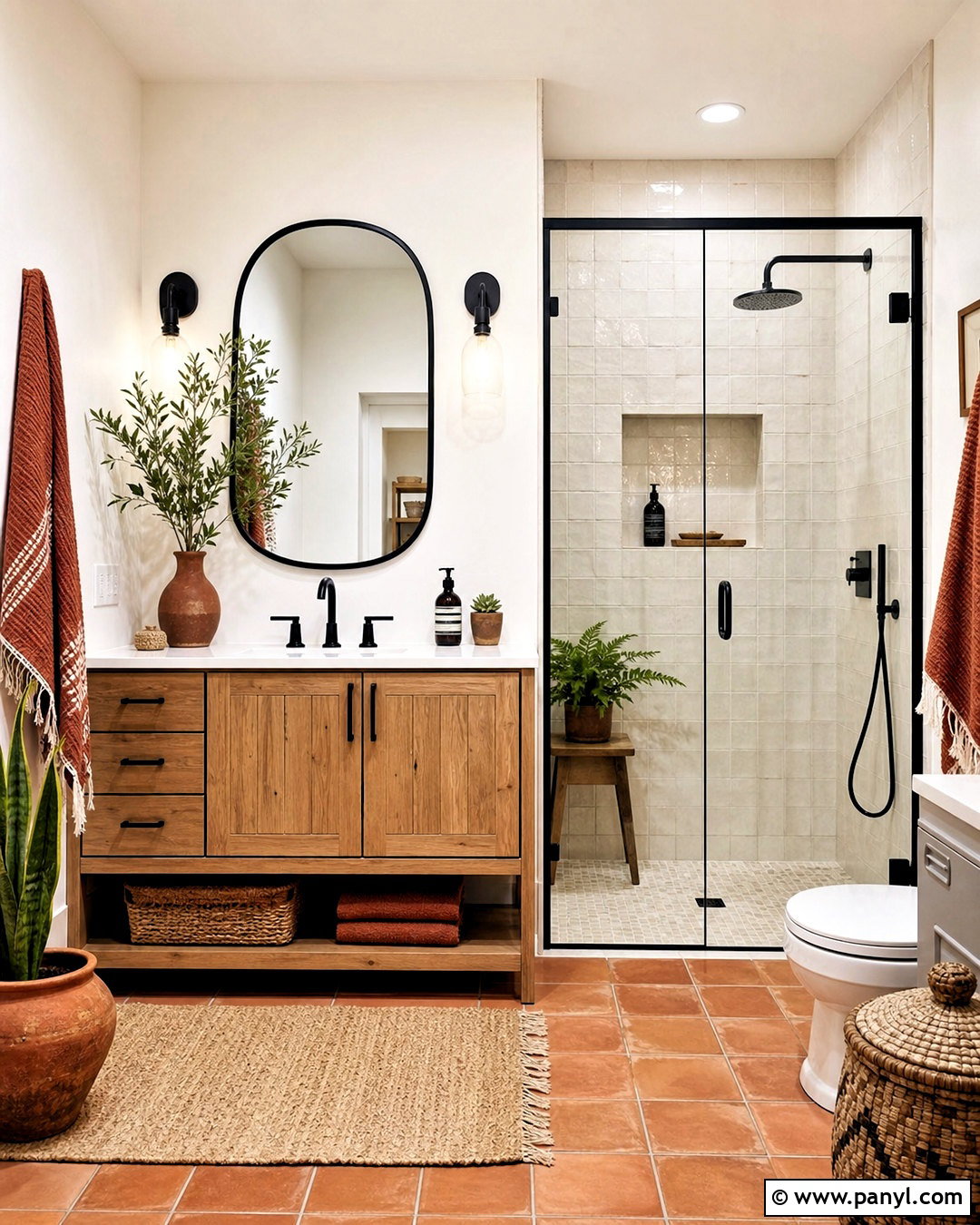 Boho Bathroom With Black Accents - 20 bathroom with black accents