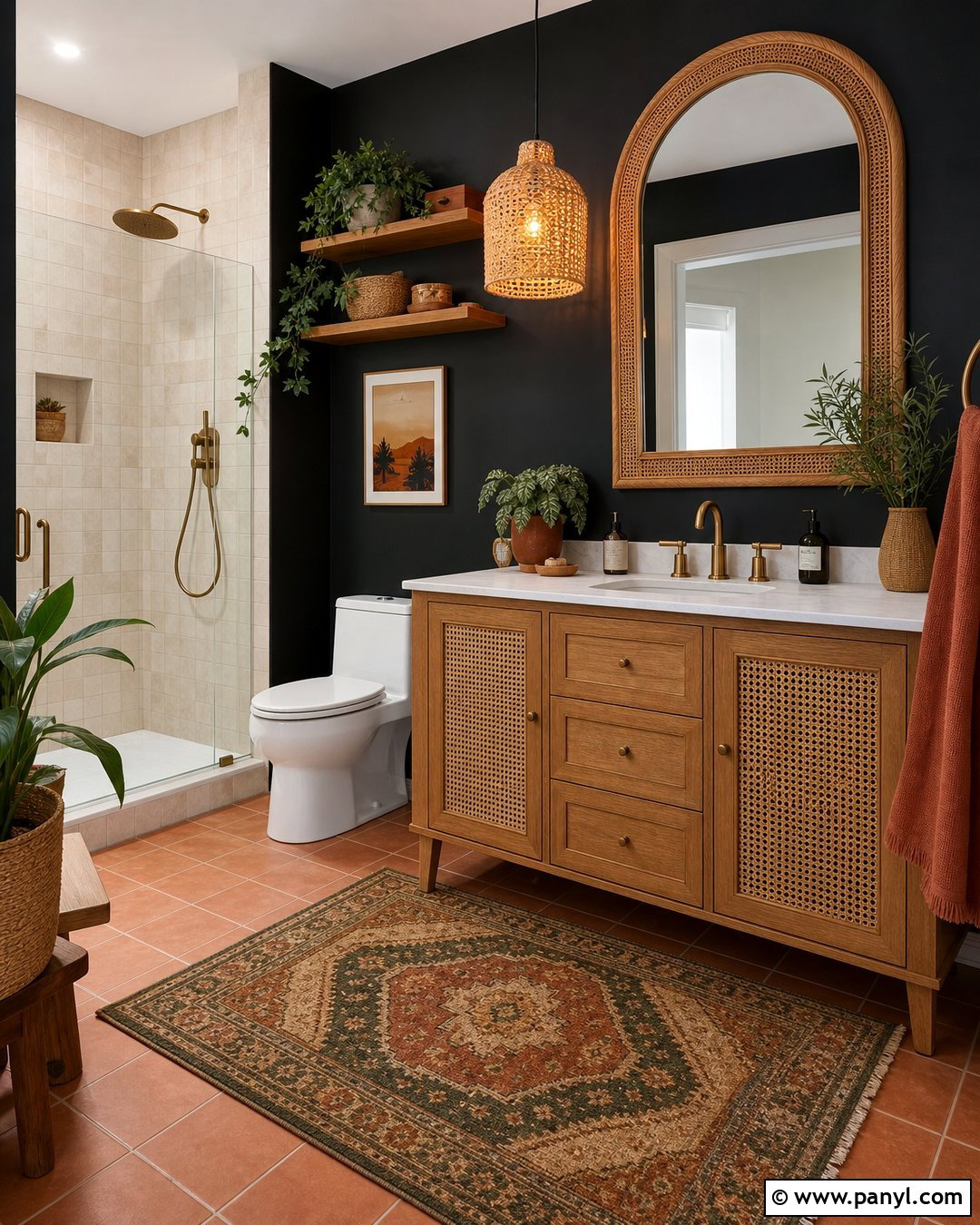 Boho Bathroom With Black Walls - 30 black walls bathroom ideas