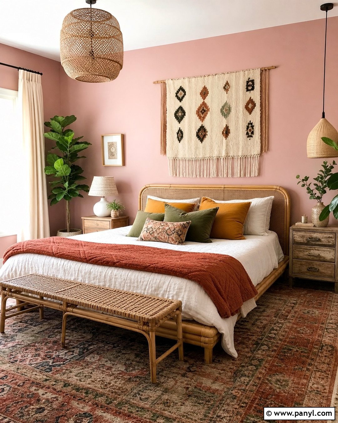 Boho Bedroom With Blush Pink Walls - 35 Blush Pink Walls