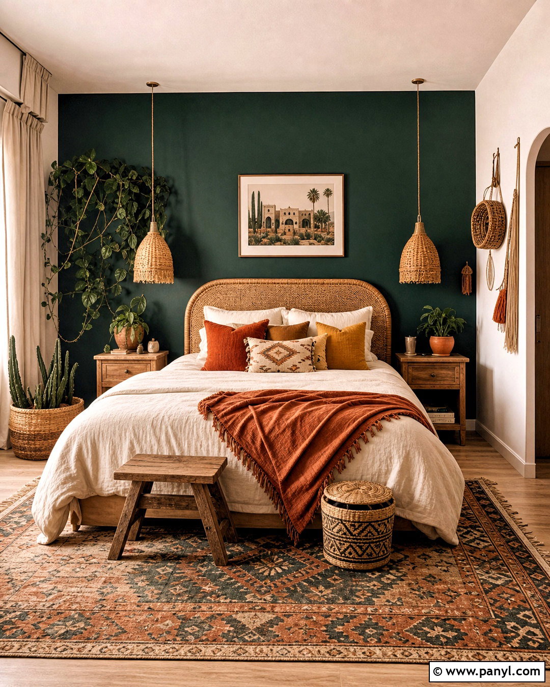 Boho Bedroom With Dark Accent Wall - 20 bedroom with dark accent wall ideas