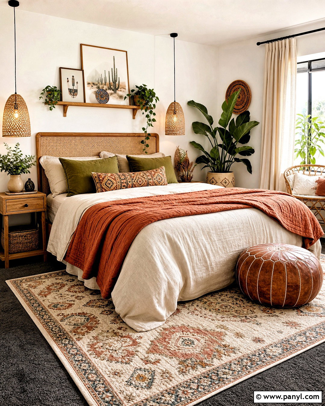 Boho Bedroom With Dark Gray Carpet - 20 dark gray carpet bedroom ideas