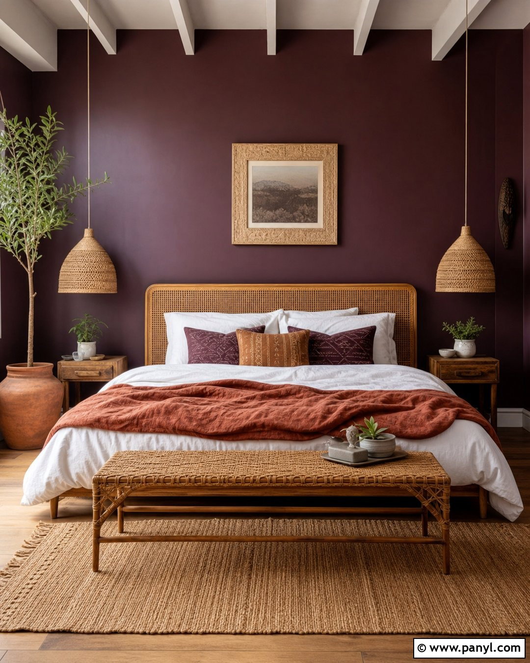 Boho Bedroom With Dark Purple Walls - 35 Dark Purple Walls