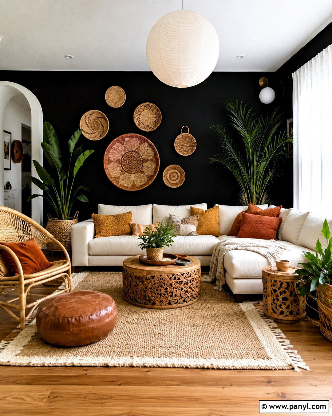 Boho Black Accent Wall Living Room - 20 black accent wall living room ideas
