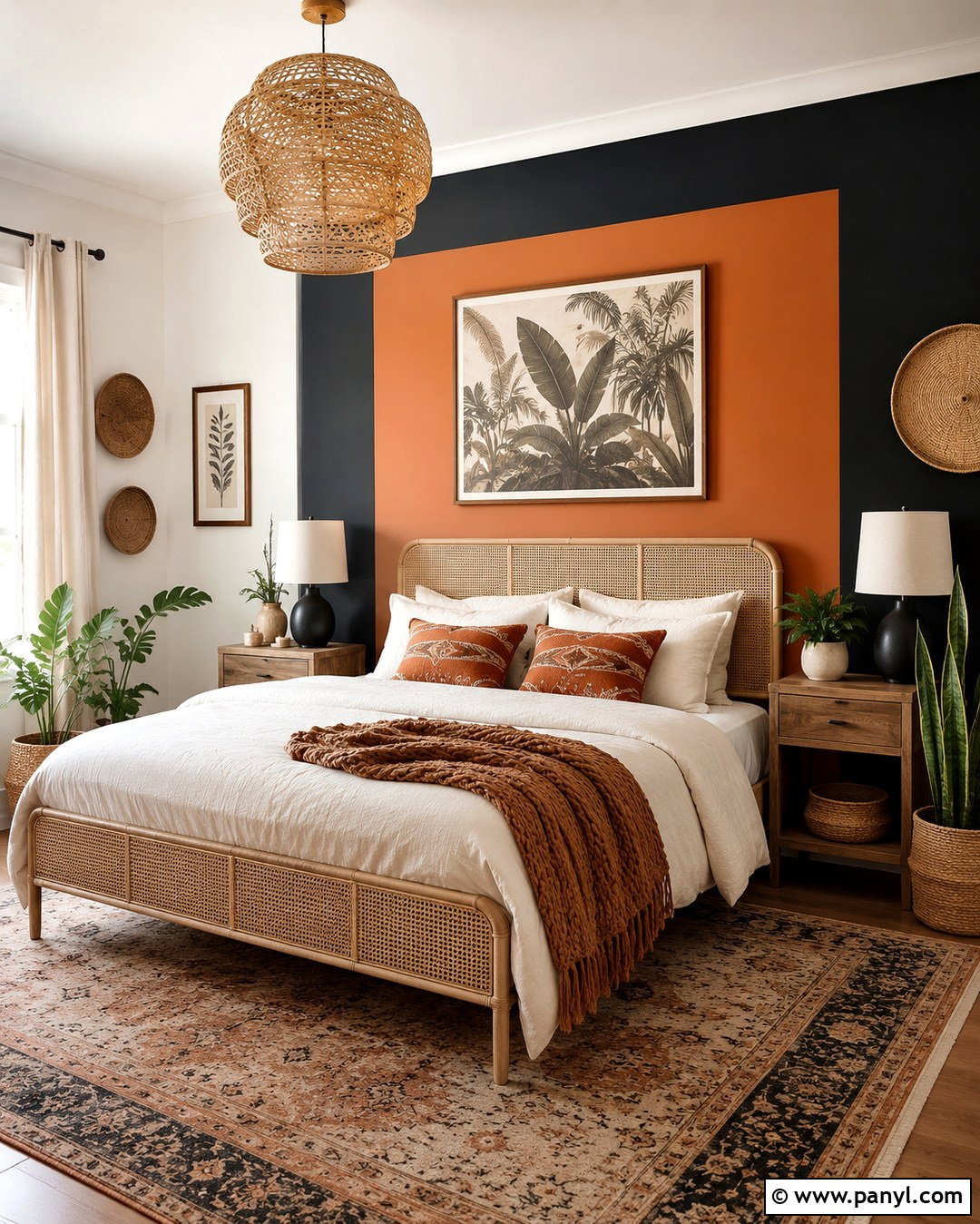 Boho Black And Orange Bedroom Walls - 20 black and orange walls