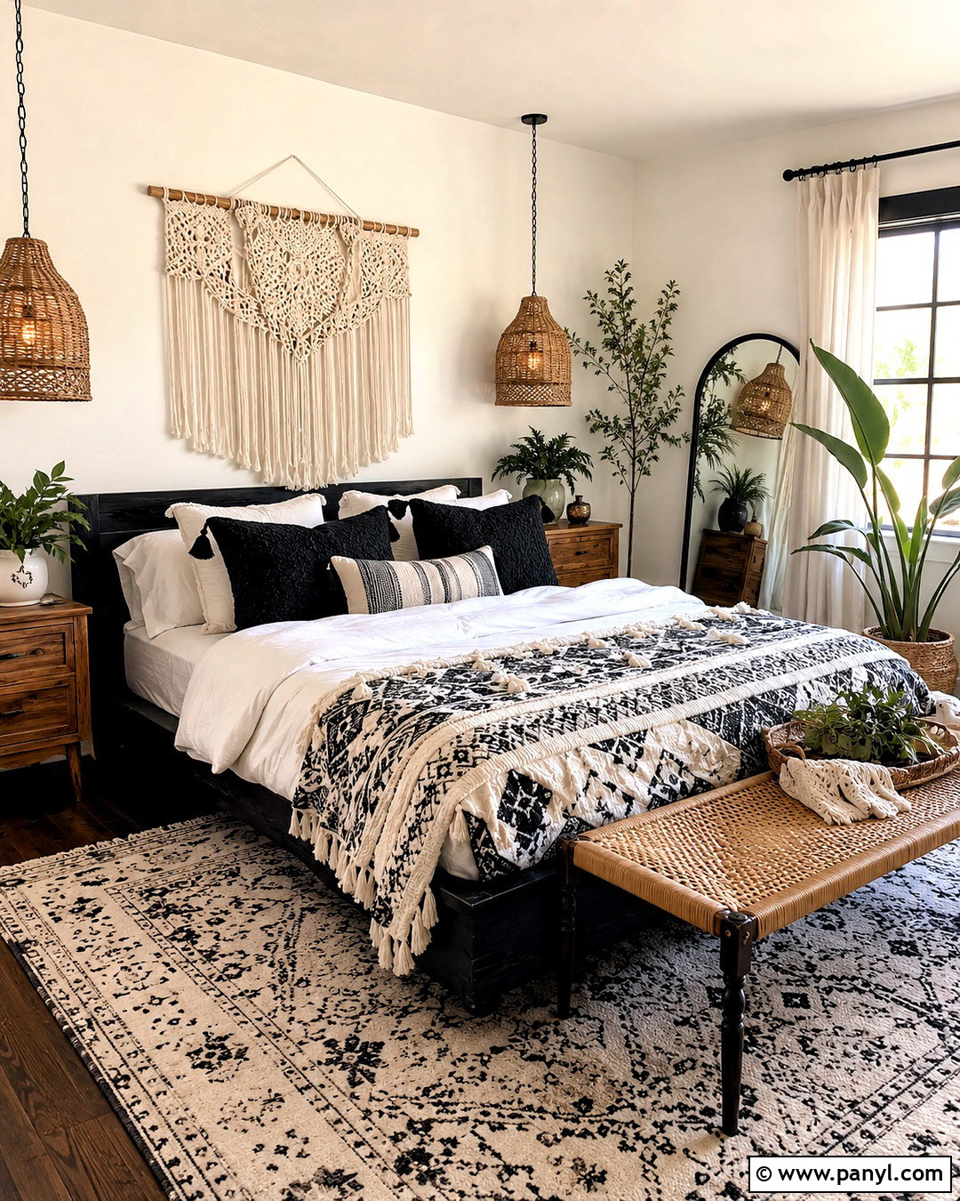 Boho Black And White Bedroom - 20 black and white bedrooms