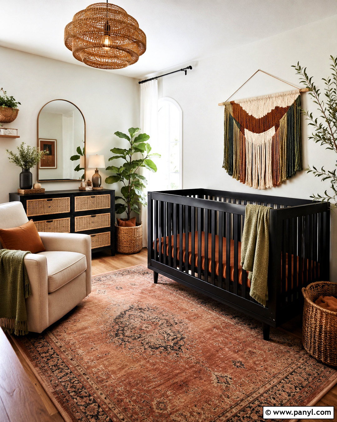 Boho Black Crib Nursery - 20 black crib nursery ideas