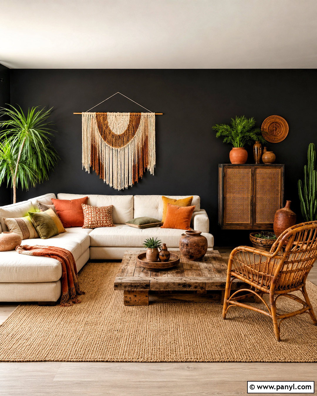 Boho Black Living Room Wall - 20 black living room walls