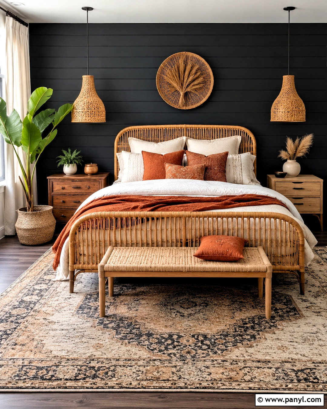 Boho Black Shiplap Bedroom - 20 black shiplap wall bedroom ideas