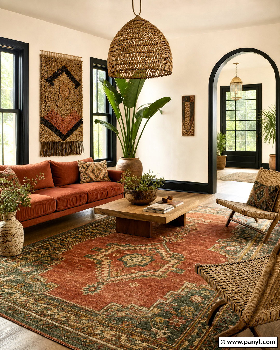 Boho Black Trim Living Room - 20 black trim interior living rooms