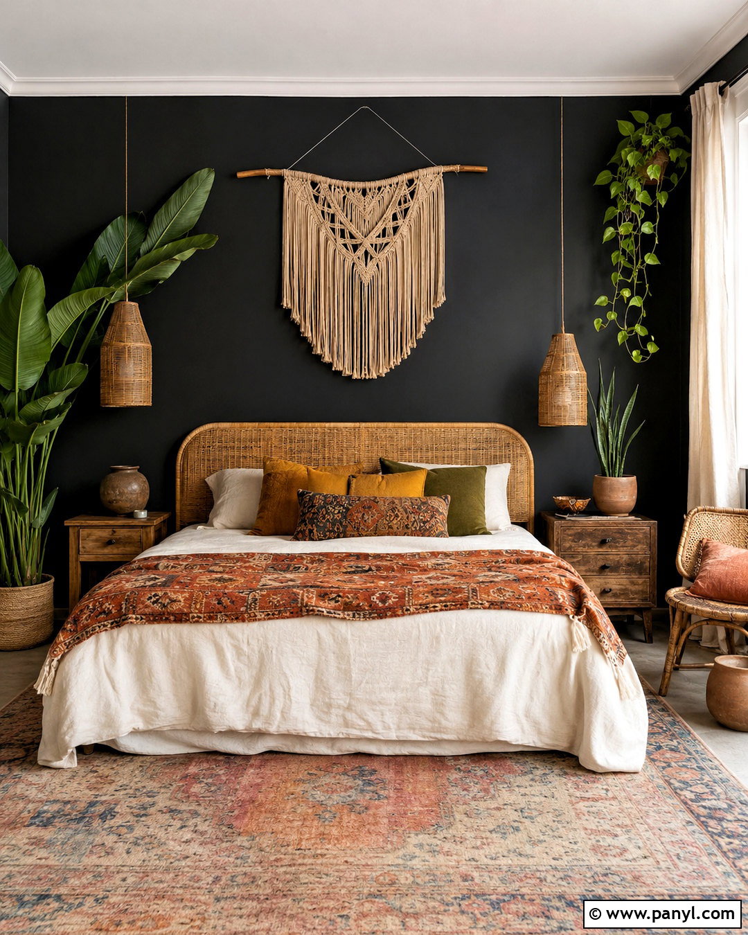 Boho Black Wall Bedroom - 20 black wall in bedroom ideas