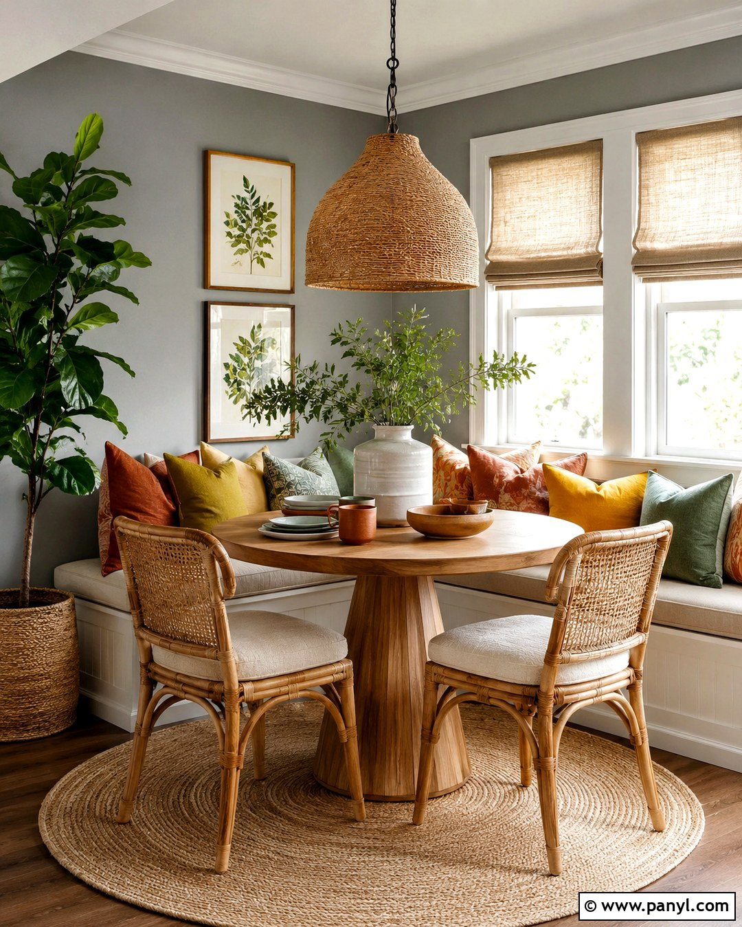 Boho Breakfast Nook With Grey Walls - 20 Boho With Grey Walls
