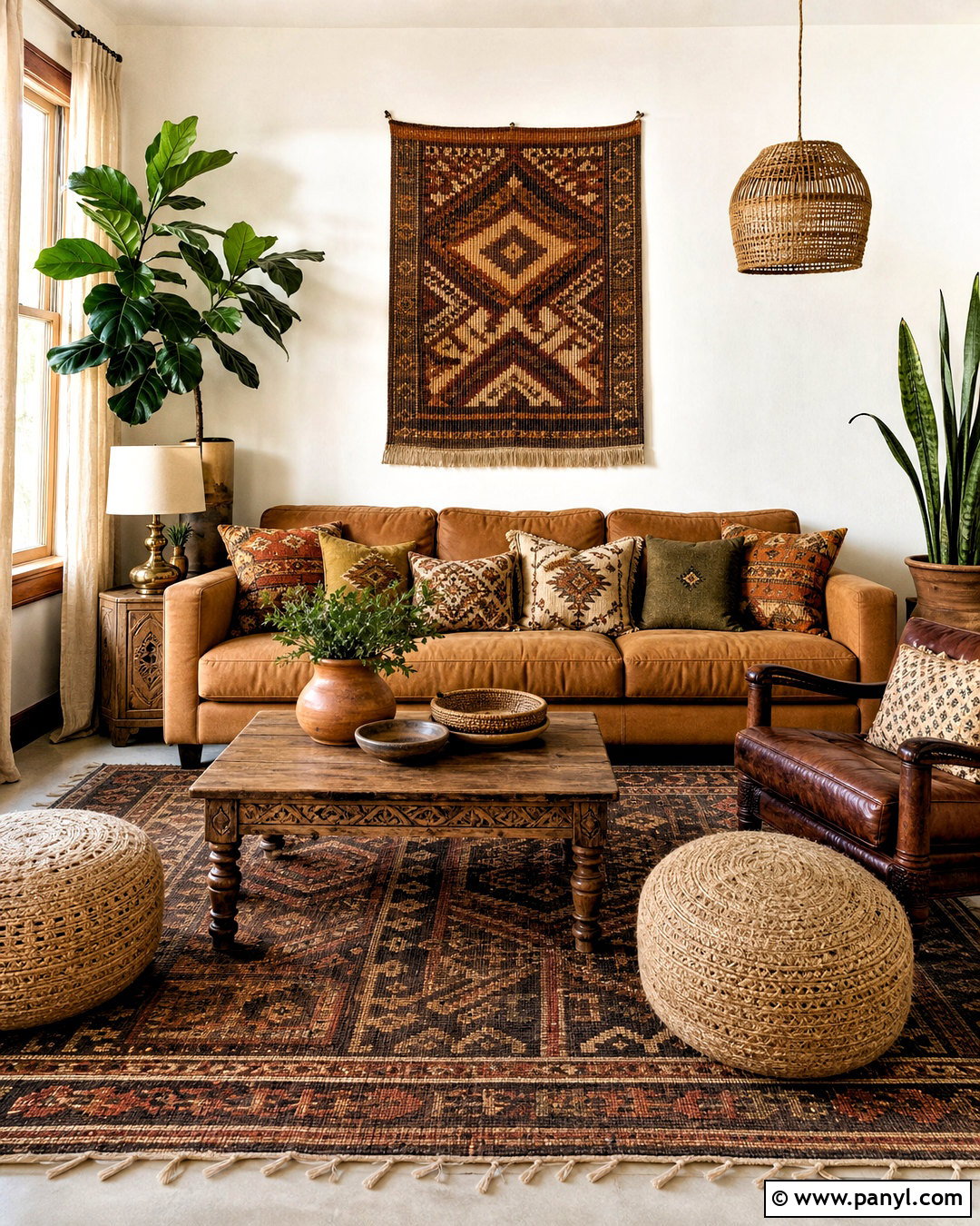 Boho Brown Living Room - 20 warm brown living room ideas