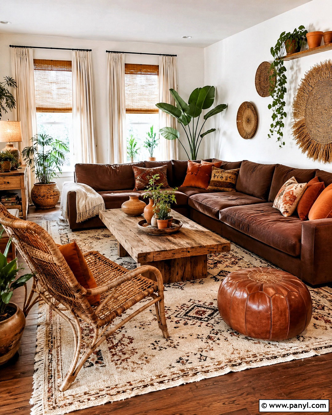 Boho Brown Living Room - 20 brown tones living room ideas