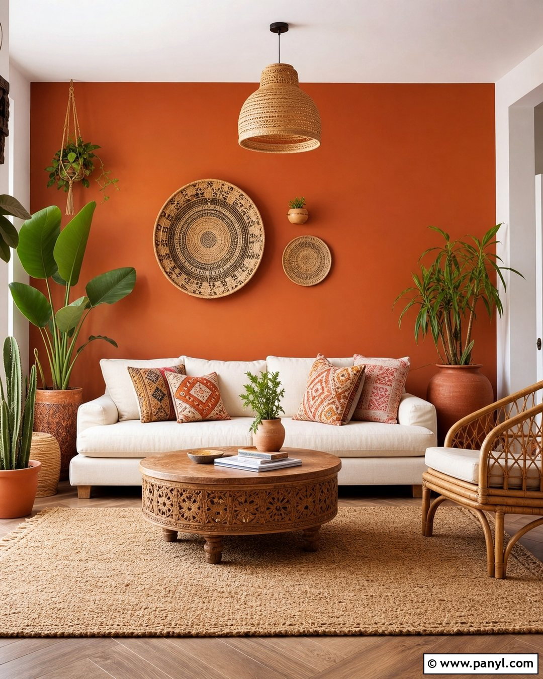 Boho Burnt Orange Accent Wall - 35 Burnt Orange Accent Wall Ideas