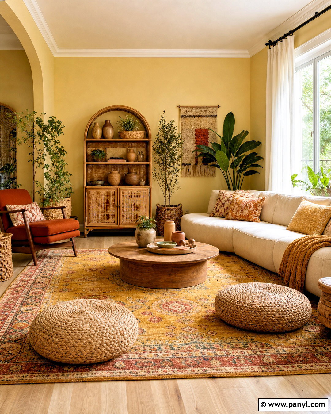 Boho Butter Yellow Living Room - 20 butter yellow living room ideas
