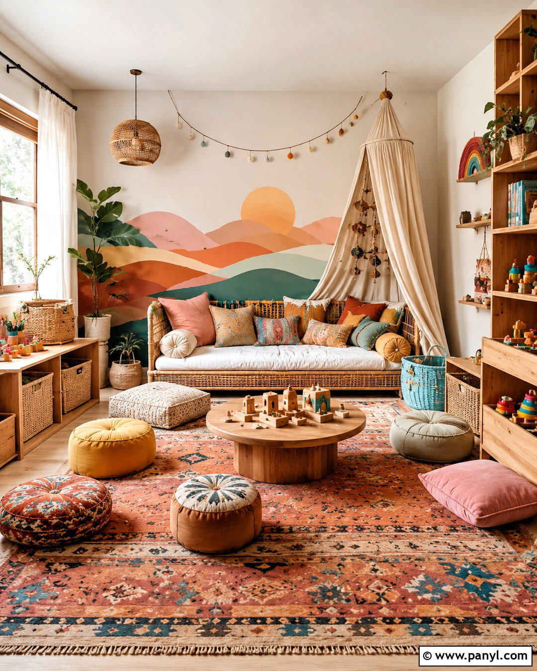 Boho Colorful Playroom - 20 colorful playroom ideas