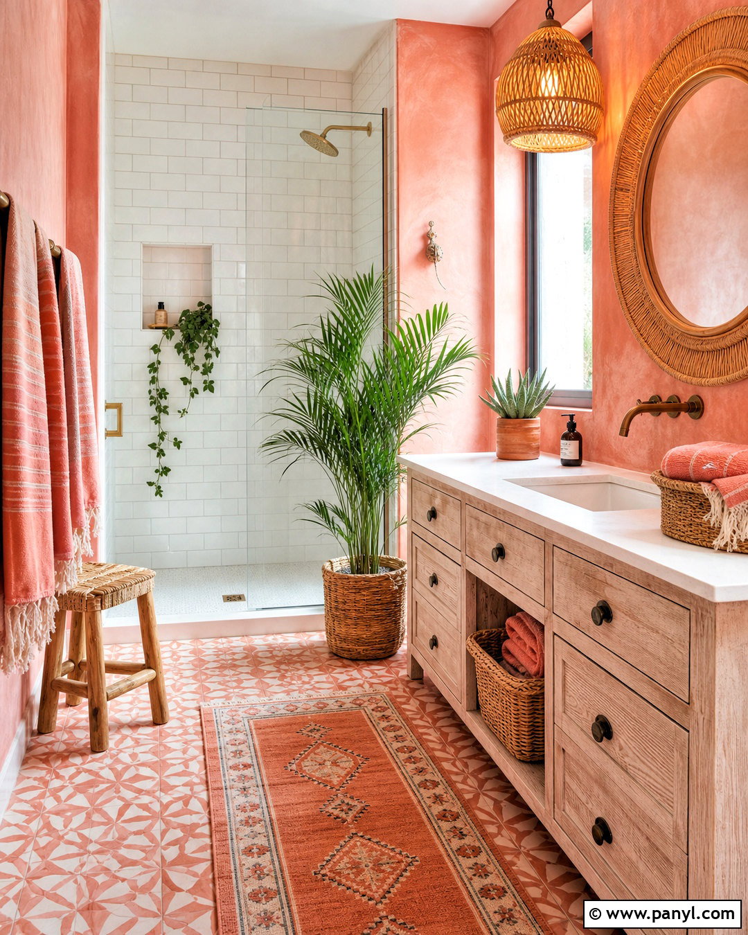Boho Coral Bathroom - 20 coral bathroom ideas