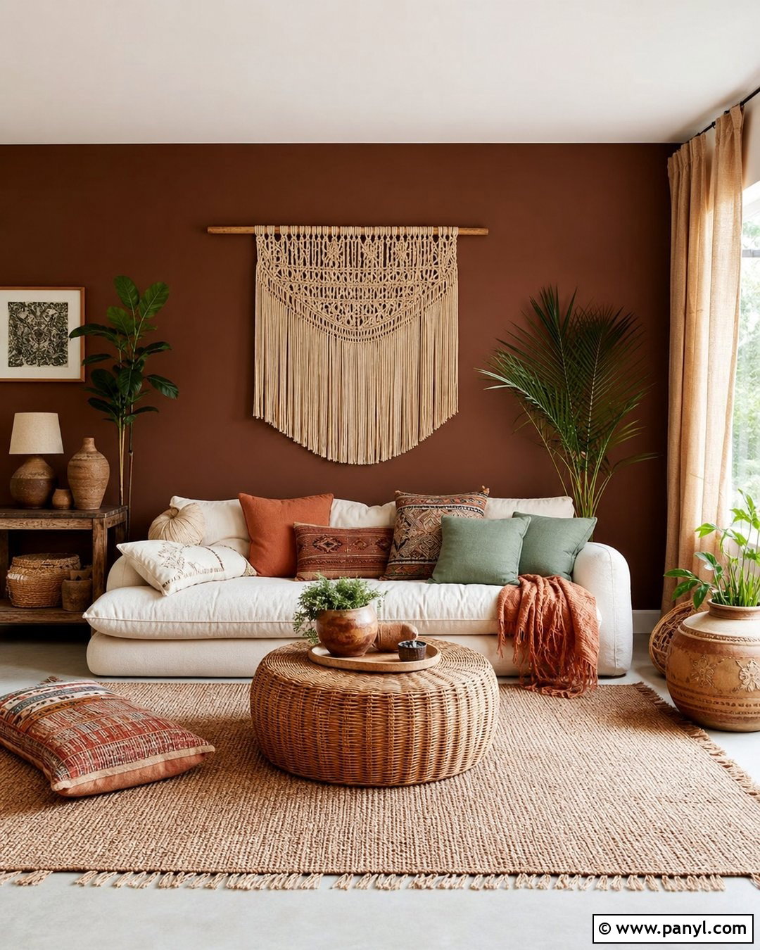 Boho Dark Brown Accent Wall - 35 Dark Brown Accent Wall Ideas