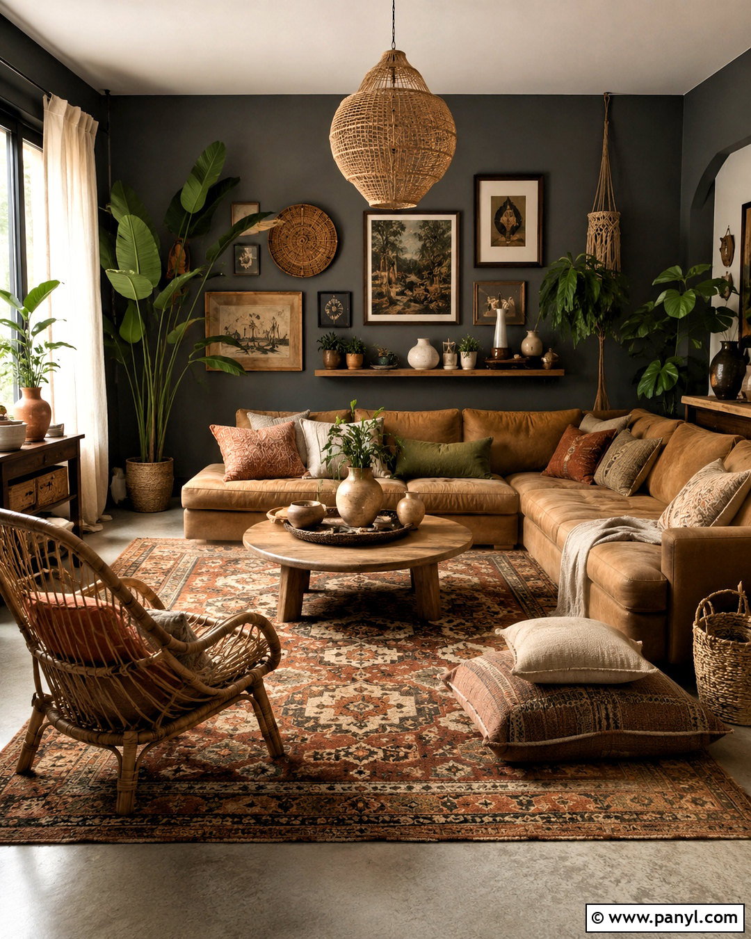Boho Dark Gray Living Room - 20 dark gray living room ideas