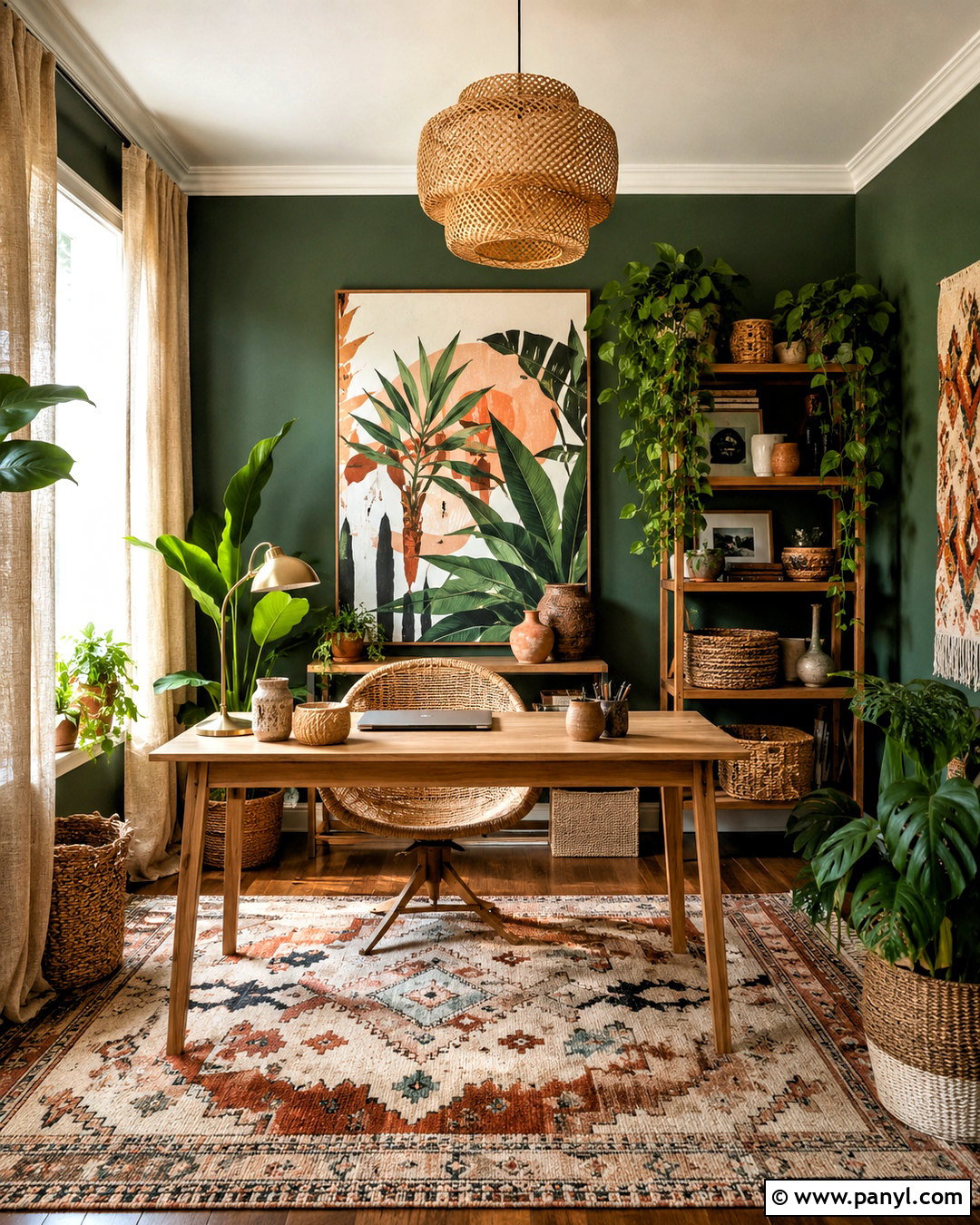 Boho Dark Green Office - 20 dark green office ideas