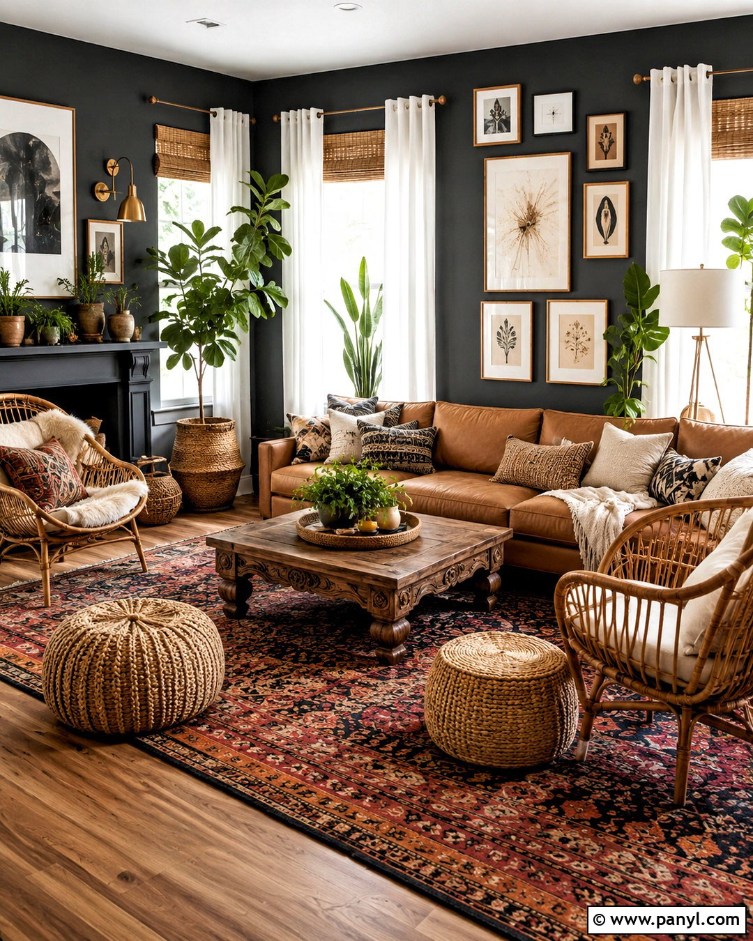 Boho Dark Grey Living Room - 20 dark grey living room ideas