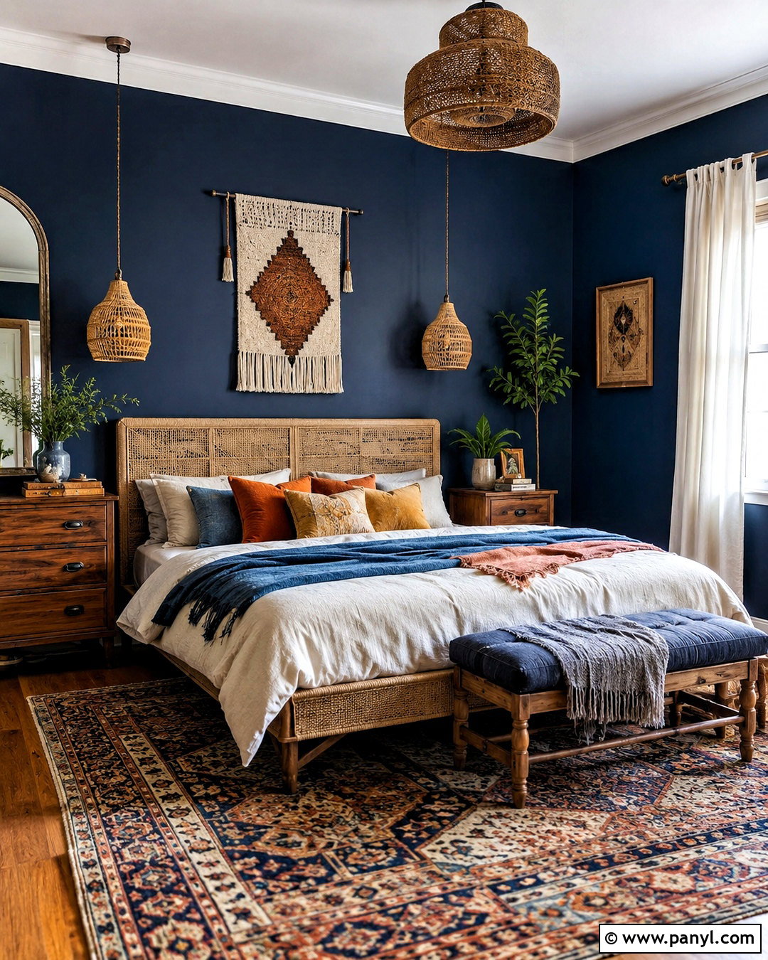 Boho Dark Navy Bedroom - 20 dark navy bedroom ideas