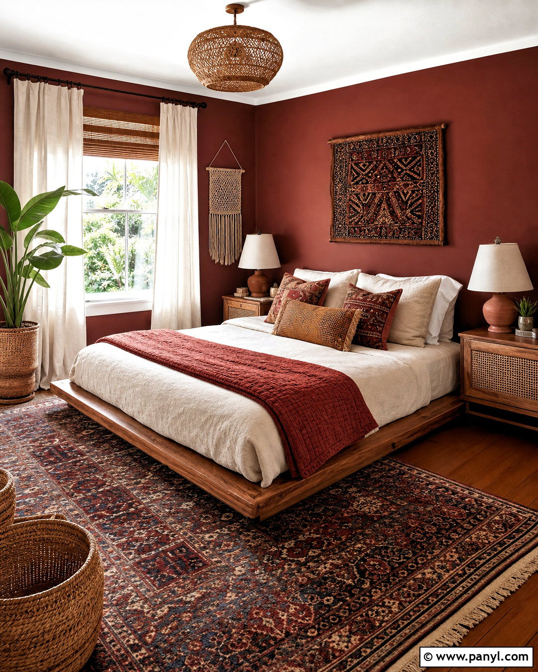Boho Dark Red Bedroom - 20 dark red bedroom ideas
