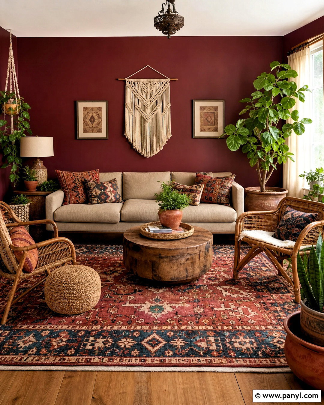 Boho Dark Red Living Room - 20 dark red living room ideas