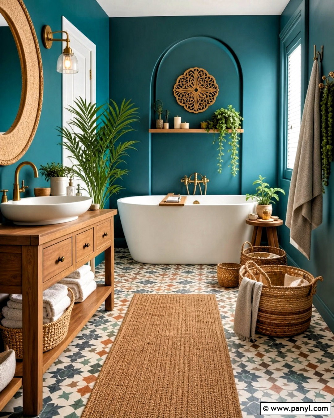 Boho Dark Teal Bathroom - 20 dark teal bathroom ideas